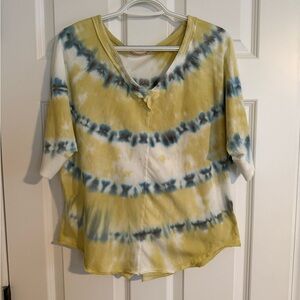 XCVI Wearables Gardiner Banded Top-Yellow and Blue